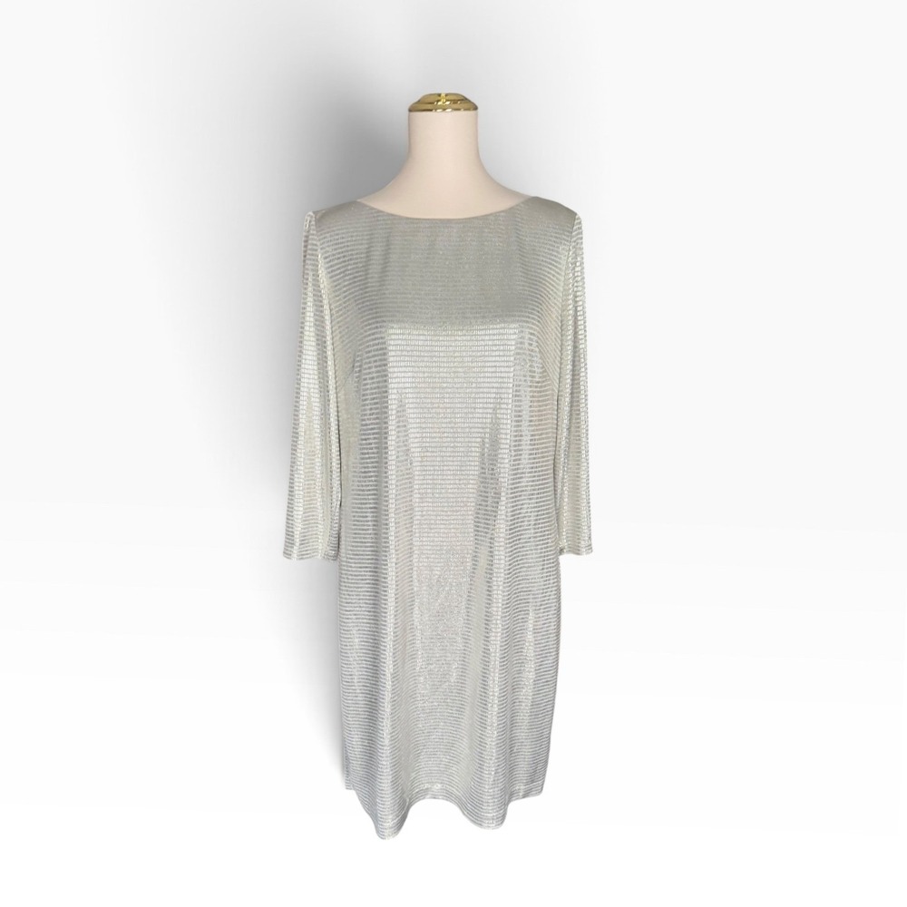 Jessica Howard Size 16 Silver Metallic Cocktail Occasion Shift Dress